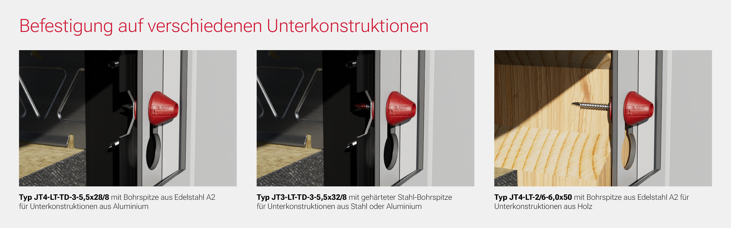 Befestigung auf verschiedenen Unterkonstruktionen